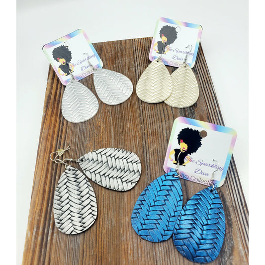 Metallic basketweave leatherette earrings (Jewelry)