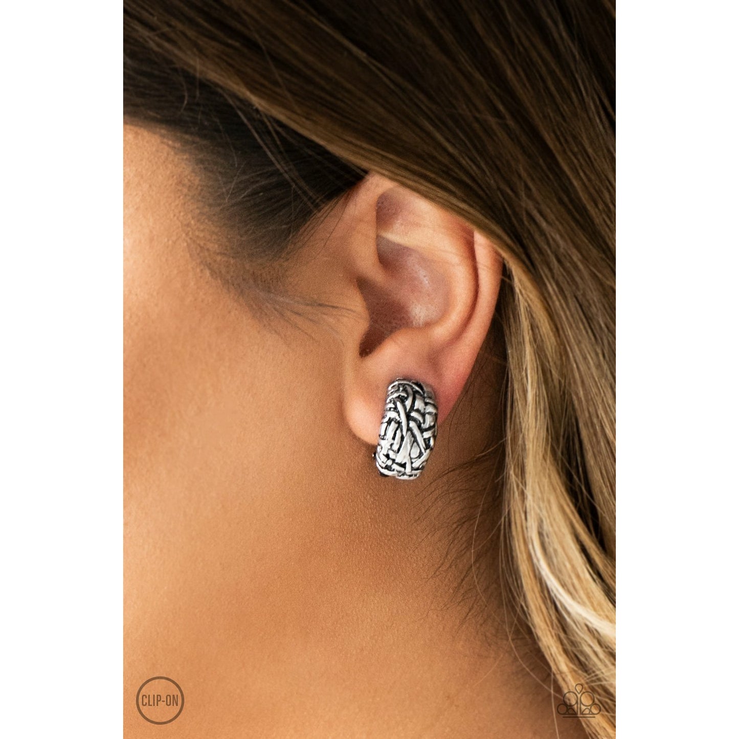 Couture Collision - Silver clip-on earrings