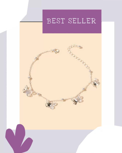 Silver butterfly anklet
